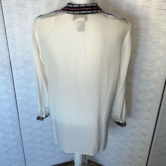 Amazing Diane Gilman Vintage 100% Silk Mermaid Nautical Sun Sequins Buttoned Blo - Picture 7 of 16